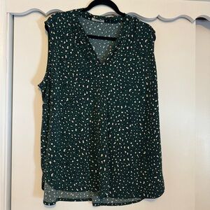 Elegant Leopard Green Sleeveless Blouse